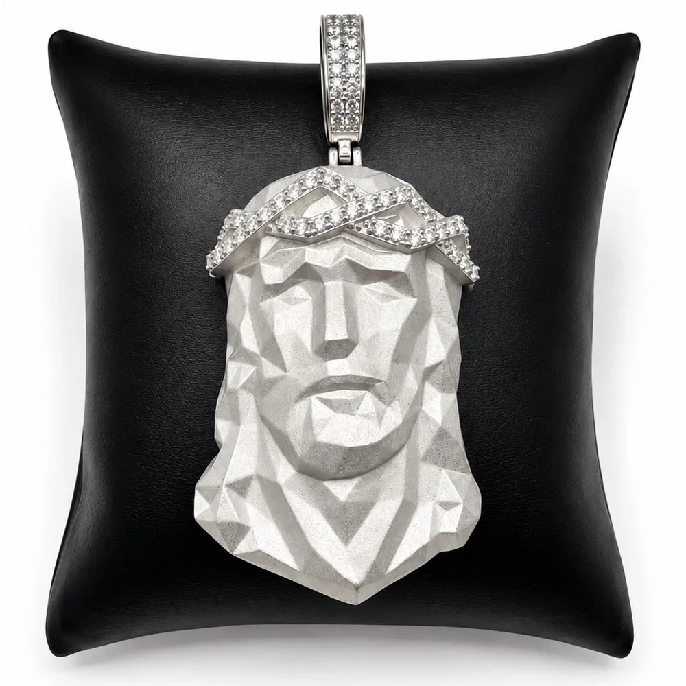 925 Sterling Silver Jesus Head Pendant 2.00CT MOISSANITE Men’s Jewelry